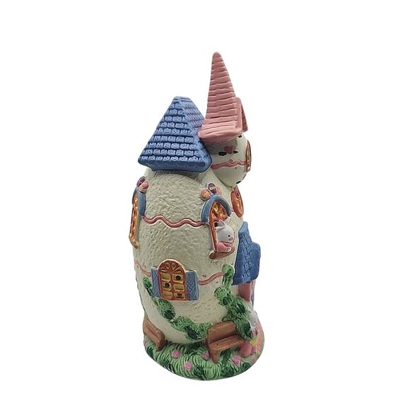 Vtg Deluxe Easter Collectible Egg Church Porcelain House Bunny Spring Hand Paint - Picture 6 of 13